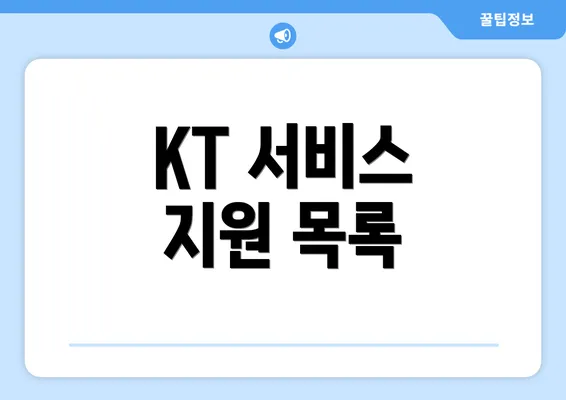 KT 서비스 지원 목록