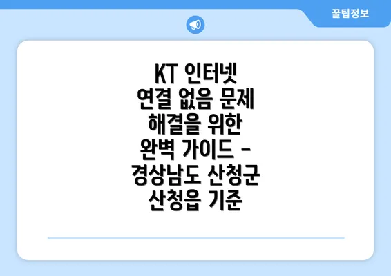 KT 인터넷 연결 없음 문제 해결을 위한 완벽 가이드 - 경상남도 산청군 산청읍 기준