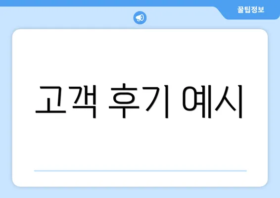 고객 후기 예시