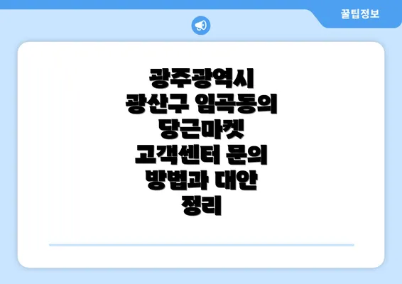 광주광역시 광산구 임곡동의 당근마켓 고객센터 문의 방법과 대안 정리