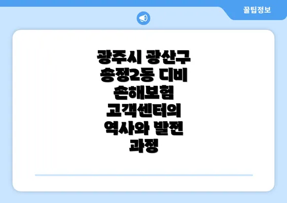 광주시 광산구 송정2동 디비 손해보험 고객센터의 역사와 발전 과정