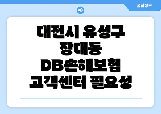 대전시 유성구 장대동 DB손해보험 고객센터 필요성