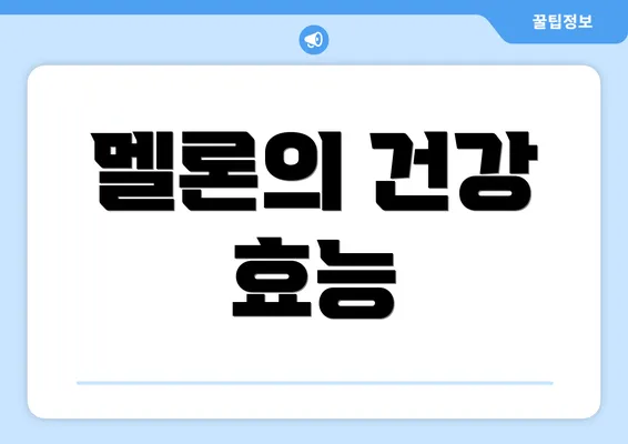 멜론의 건강 효능