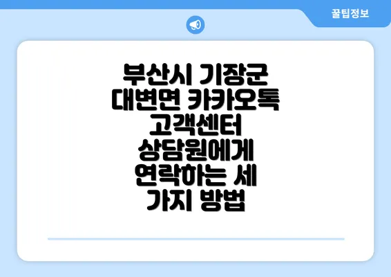 부산시 기장군 대변면 카카오톡 고객센터 상담원에게 연락하는 세 가지 방법