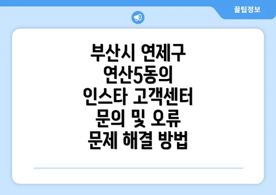 부산시 연제구 연산5동의 인스타 고객센터 문의 및 오류 문제 해결 방법