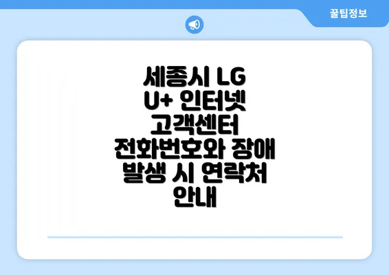 세종시 LG U+ 인터넷 고객센터 전화번호와 장애 발생 시 연락처 안내