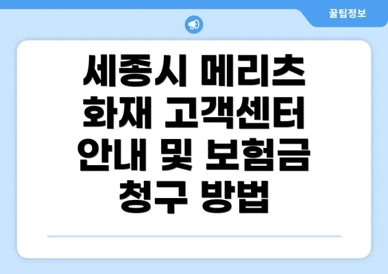 세종시 메리츠 화재 고객센터 안내 및 보험금 청구 방법