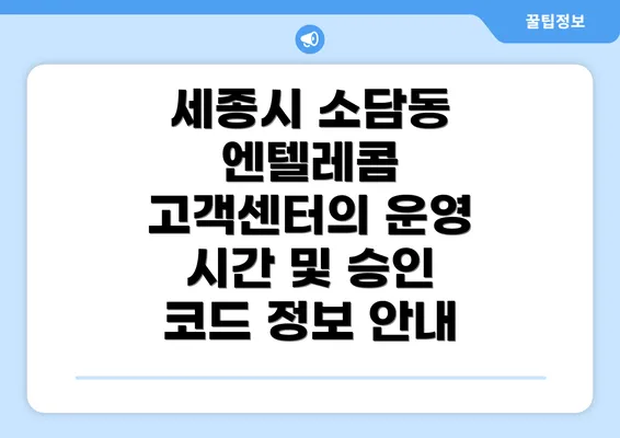 세종시 소담동 엔텔레콤 고객센터의 운영 시간 및 승인 코드 정보 안내