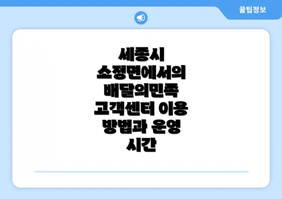 세종시 소정면에서의 배달의민족 고객센터 이용 방법과 운영 시간