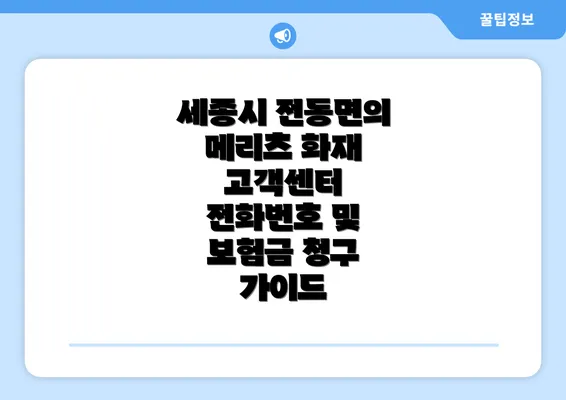 세종시 전동면의 메리츠 화재 고객센터 전화번호 및 보험금 청구 가이드