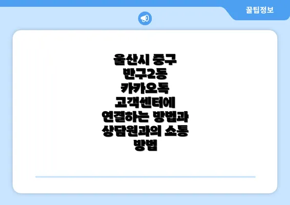 울산시 중구 반구2동 카카오톡 고객센터에 연결하는 방법과 상담원과의 소통 방법