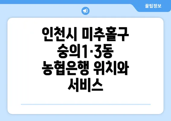 인천시 미추홀구 숭의1·3동 농협은행 위치와 서비스