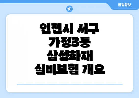 인천시 서구 가정3동 삼성화재 실비보험 개요