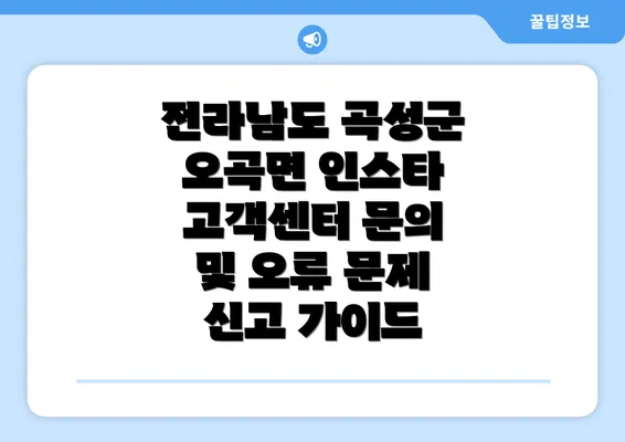 전라남도 곡성군 오곡면 인스타 고객센터 문의 및 오류 문제 신고 가이드