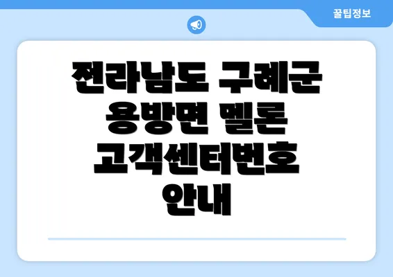 전라남도 구례군 용방면 멜론 고객센터번호 안내