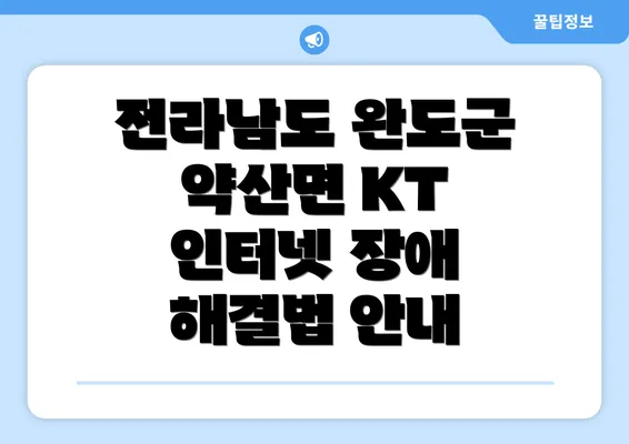 전라남도 완도군 약산면 KT 인터넷 장애 해결법 안내