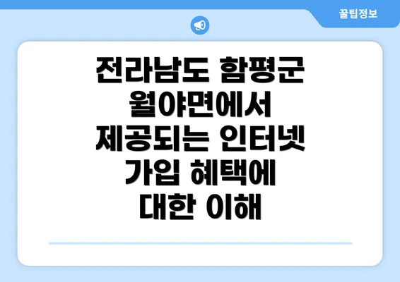 전라남도 함평군 월야면에서 제공되는 인터넷 가입 혜택에 대한 이해