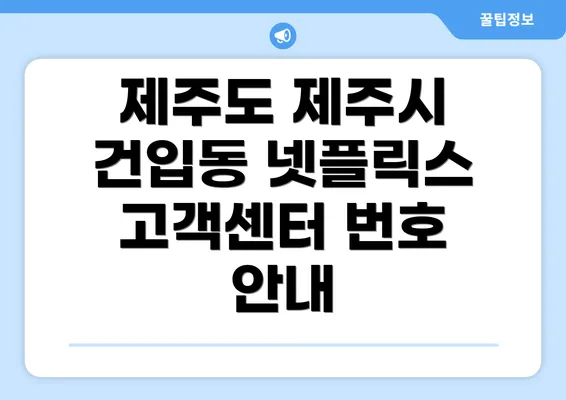 제주도 제주시 건입동 넷플릭스 고객센터 번호 안내