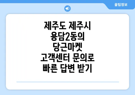 제주도 제주시 용담2동의 당근마켓 고객센터 문의로 빠른 답변 받기