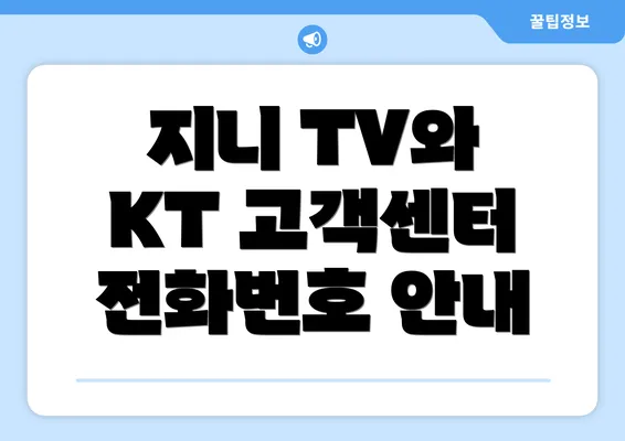 지니 TV와 KT 고객센터 전화번호 안내