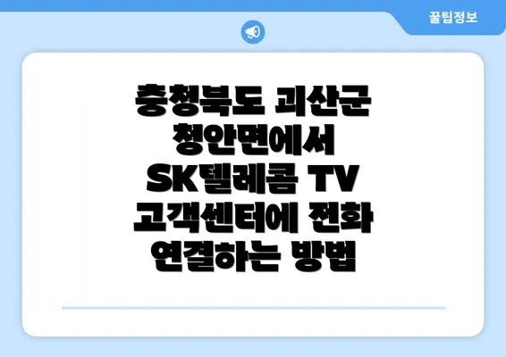 충청북도 괴산군 청안면에서 SK텔레콤 TV 고객센터에 전화 연결하는 방법