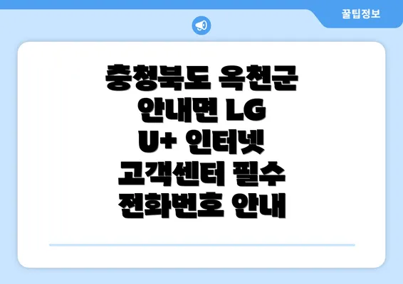 충청북도 옥천군 안내면 LG U+ 인터넷 고객센터 필수 전화번호 안내