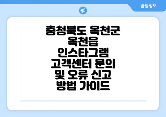 충청북도 옥천군 옥천읍 인스타그램 고객센터 문의 및 오류 신고 방법 가이드