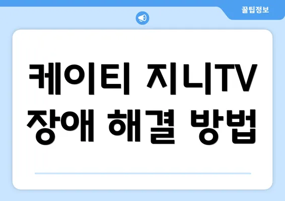 케이티 지니TV 장애 해결 방법