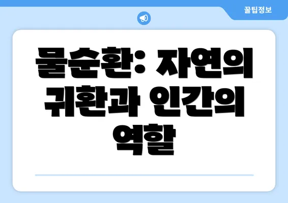 물순환: 자연의 귀환과 인간의 역할