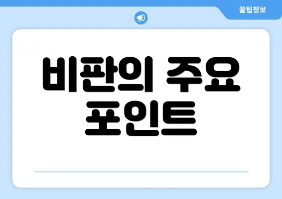 비판의 주요 포인트