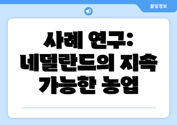 사례 연구: 네덜란드의 지속 가능한 농업