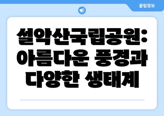 설악산국립공원: 아름다운 풍경과 다양한 생태계