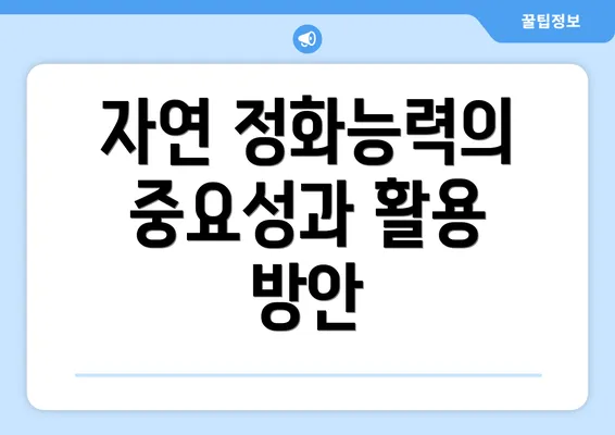 자연 정화능력의 중요성과 활용 방안