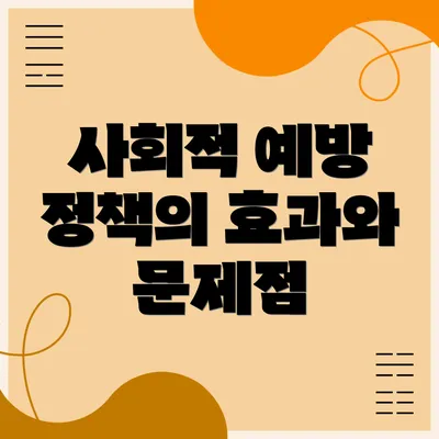 사회적 예방 정책의 효과와 문제점