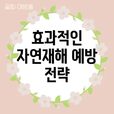 효과적인 자연재해 예방 전략